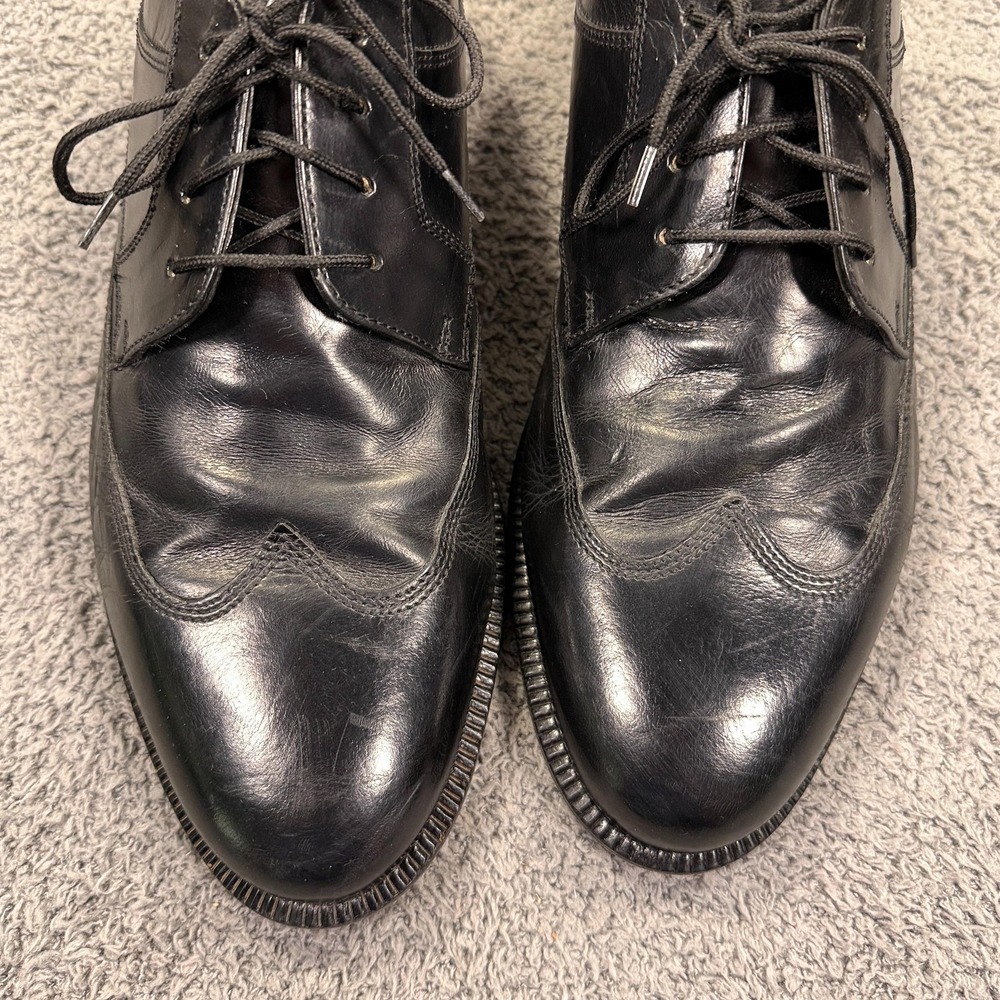 Stanley Blacker‎ Wingtip Oxford Shoes Mens 11 Black Leather Hand Made in Italy - Picture 4 of 12
